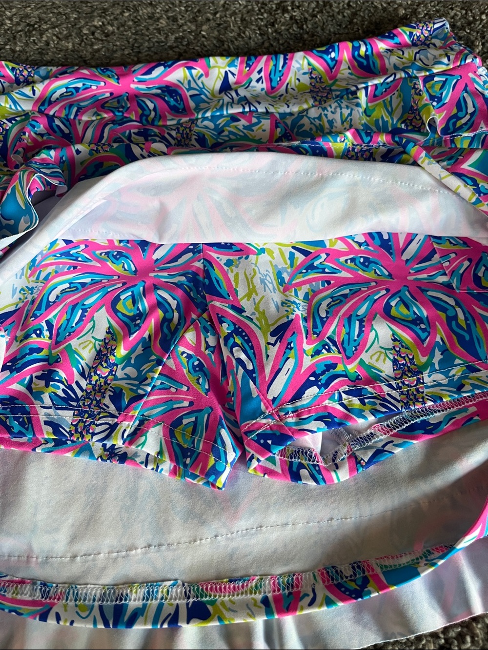Lulu-B Cha Cha Ruffle Tiered Skort Skirt Medium Colorful Floral UPF50+ NWT - Picture 6 of 8